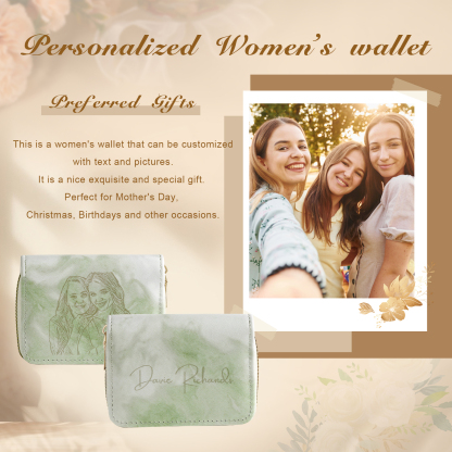 Personalised Women's Leather Wallet Custom Photo & Text Zipper Wallet Accordion Wallet Gift for Her-Jessemade AU