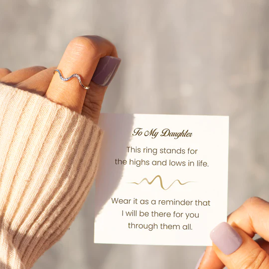 For Daughter-S925 Highs and Lows Minimalist Wave Ring-Jessemade AU