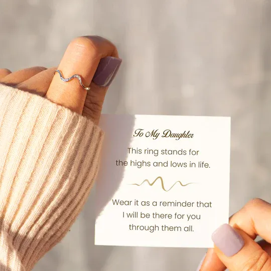 For Daughter-S925 Highs and Lows Minimalist Wave Ring-Jessemade AU