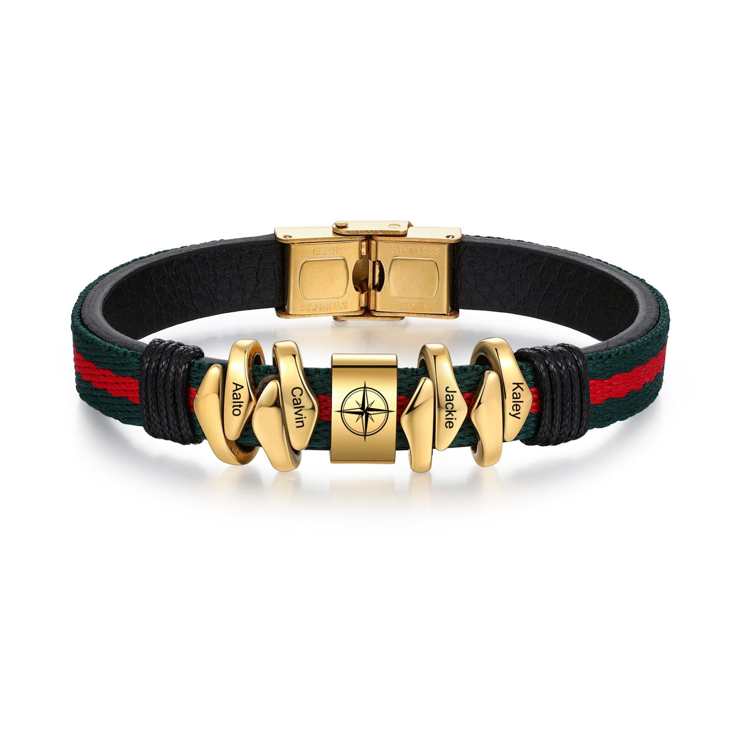 Personalised Leather Bracelet Custom 4 Names Mens Bracelet-Jessemade AU