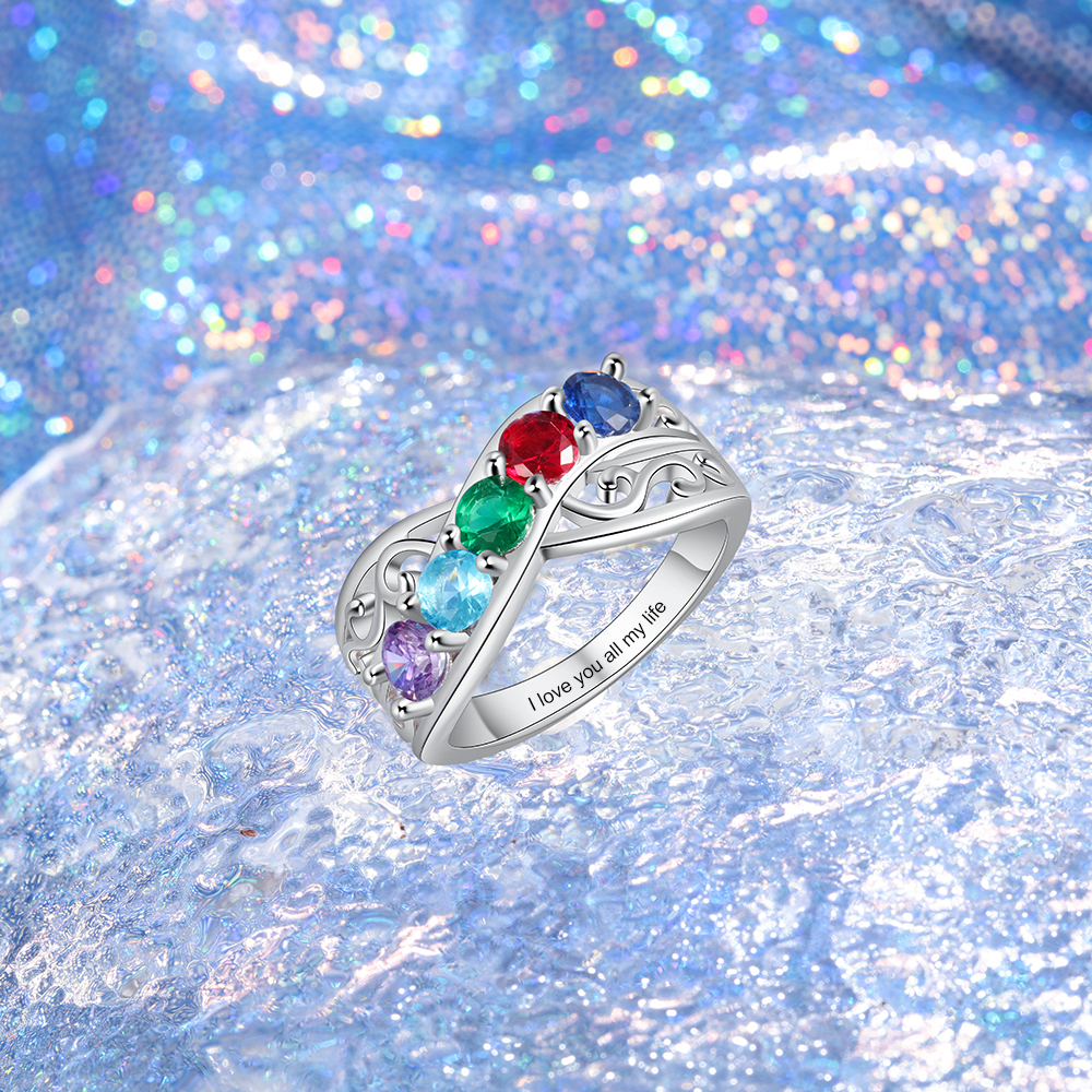 Personalised Mother Ring with 5 Birthstones Ring Gifts for Her-Jessemade AU