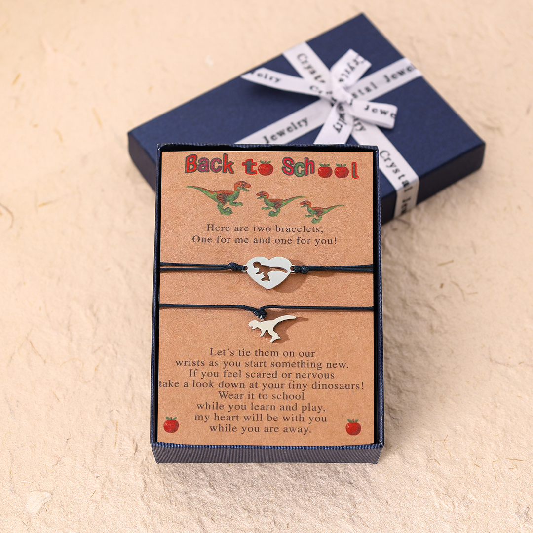 Back to School Matching Wish Dinosaur Bracelets Set for Women Teen Girls Boys-Jessemade AU