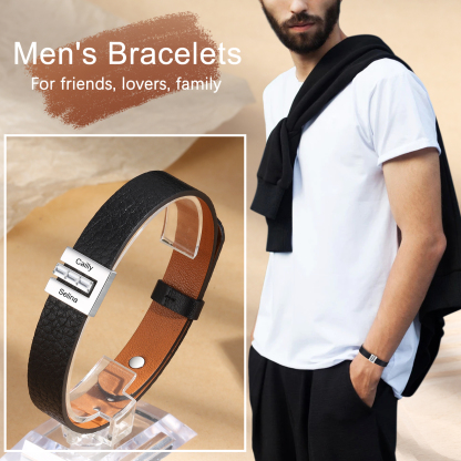 Mother's Day Gifts Personalised Leather Bracelet With 2 Names Gifts For Women-Jessemade AU