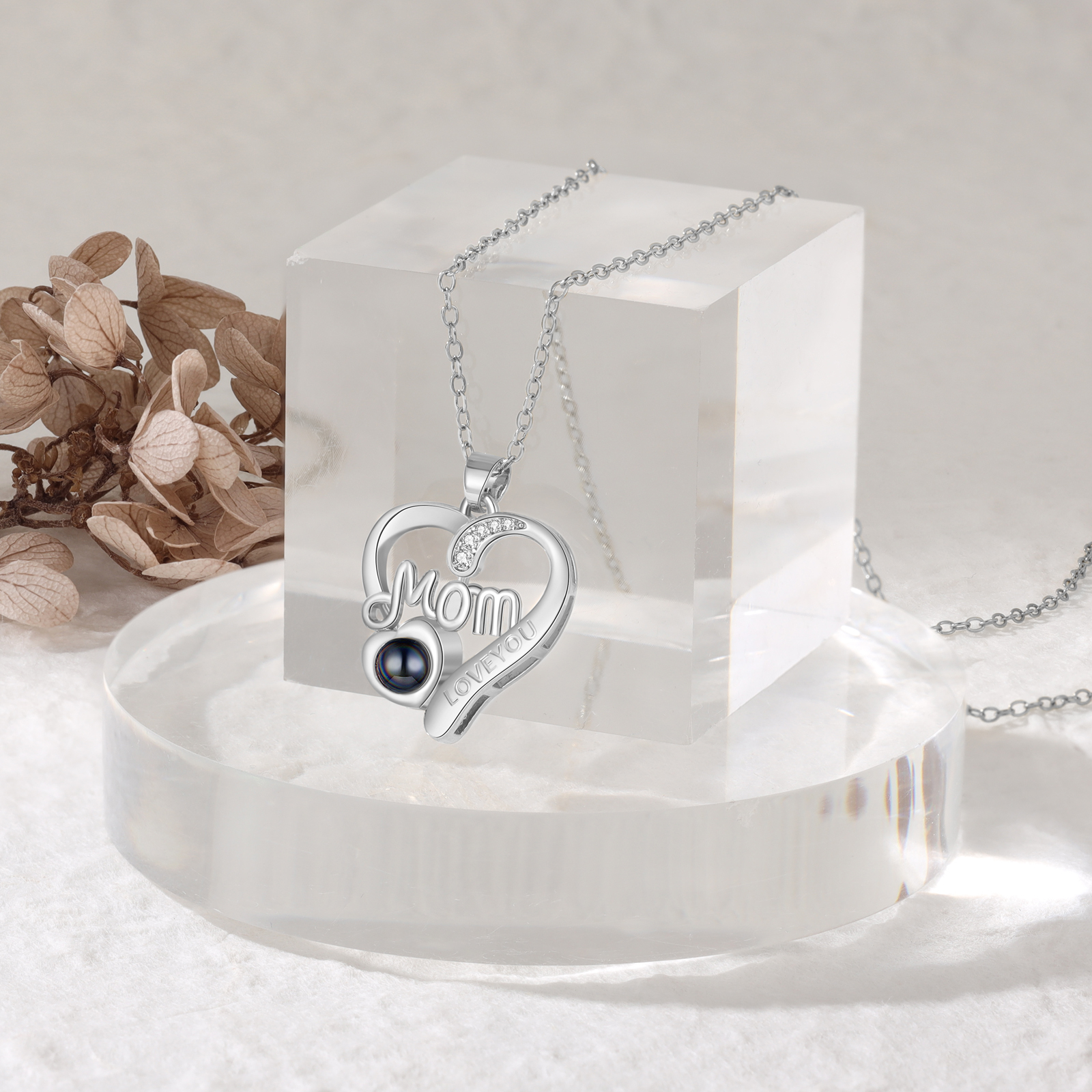 Personalised Mom Heart Projection Necklace Customised Photo Necklace for Her Mother's Day Gift Ideas-Jessemade AU