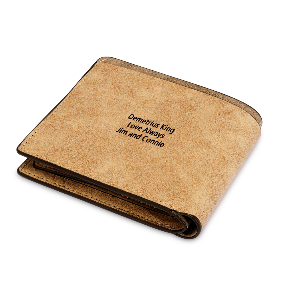 Personalised Leather Wallet Engraved Photo Short Purse Folding Wallet Gifts For Men-Jessemade AU