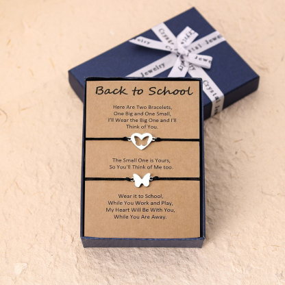 2 Pcs Back To School Butterfly Bracelet Set, Adjustable Bracelets Gift With Gift Card Set For Kids-Jessemade AU