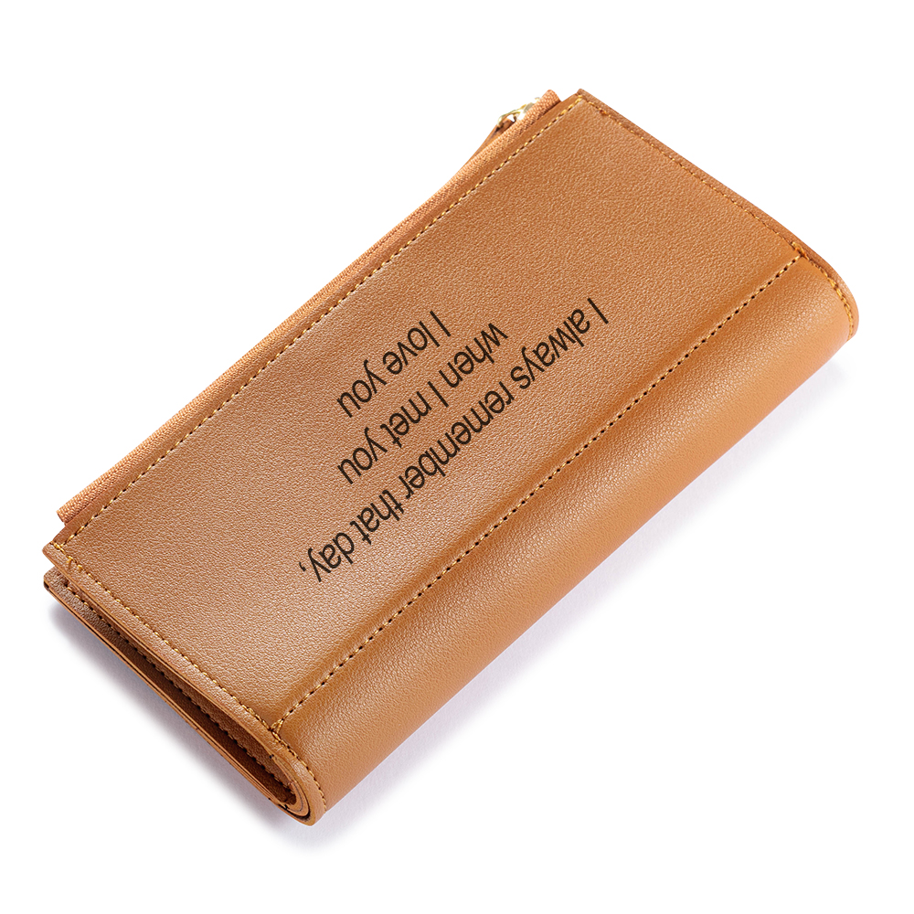 Personalised Leather Wallet Engraved Photo Long Purse Folding Wallet Gifts For Women-Jessemade AU