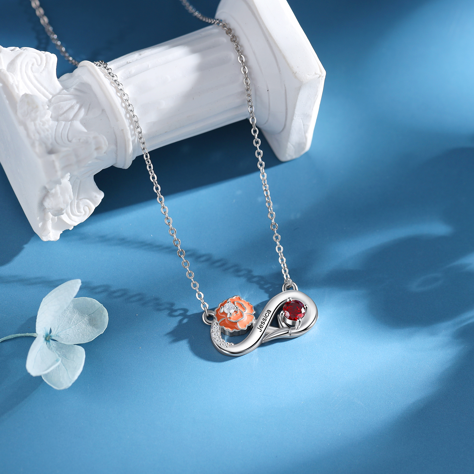 Personalised January Birthflower Necklace With Birthstone Gift For Women-Jessemade AU