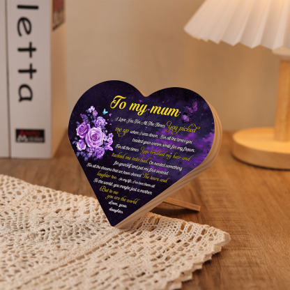 To My Mum Wooden Flowers Heart Keepsake Desktop Ornament Mothers Gifts-Jessemade AU