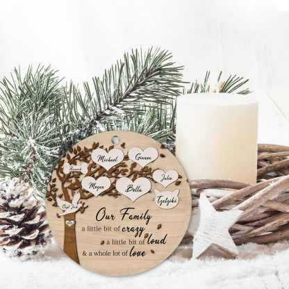 8 Names - Personalised Christmas Tree Ornaments Tree of Life Pendant with Name Wooden Gifts for Family and Friends-Jessemade AU