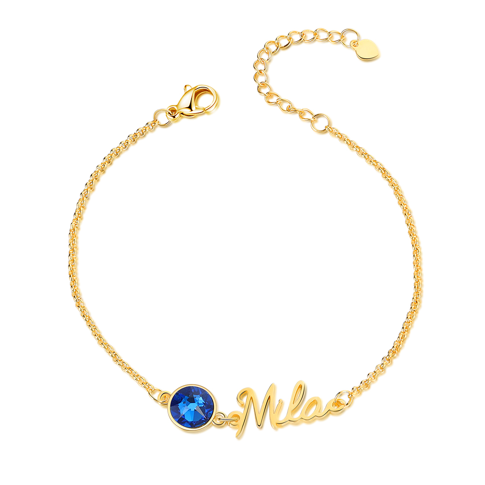 Personalized Name Bracelets Custom 1 Birthstone Gift for Her
