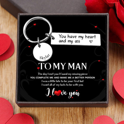 Personalised Couple Keychain Custom Name Keyring "You Have My Heart And My Ass" Valentine's Day Gifts for Couples-Jessemade AU