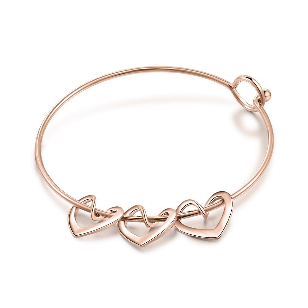 Personalised Love Bracelet with 3 Heart Charms Engraved Name Bangle Bracelet-Jessemade AU