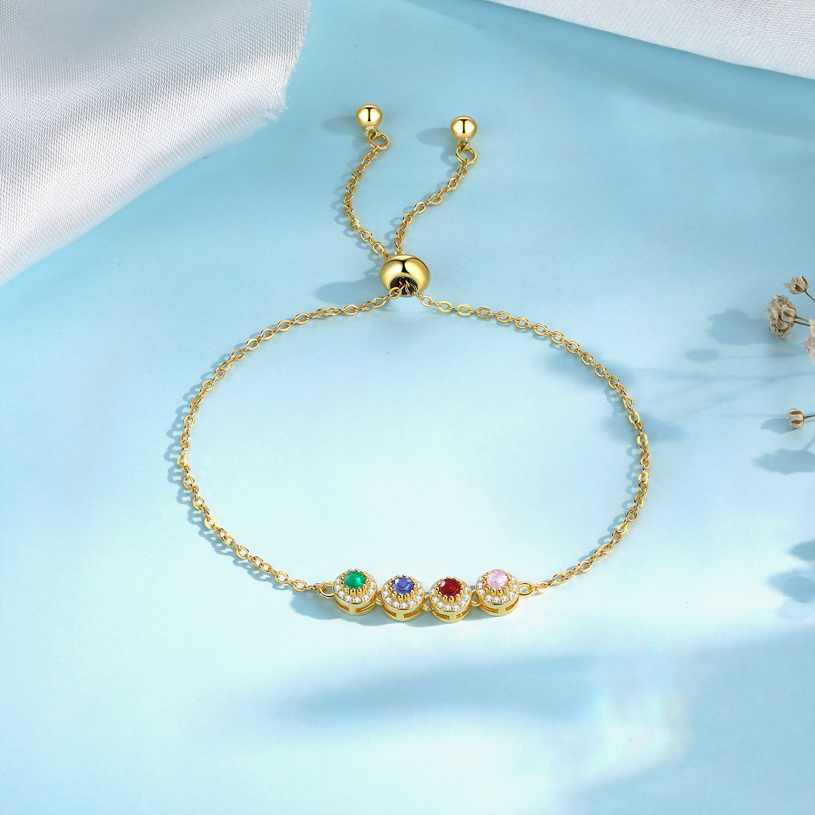 Personalised Women's Bracelet Customised 4 Birthstones Bracelets Birthday Mother's Day Gift for Her-Jessemade AU