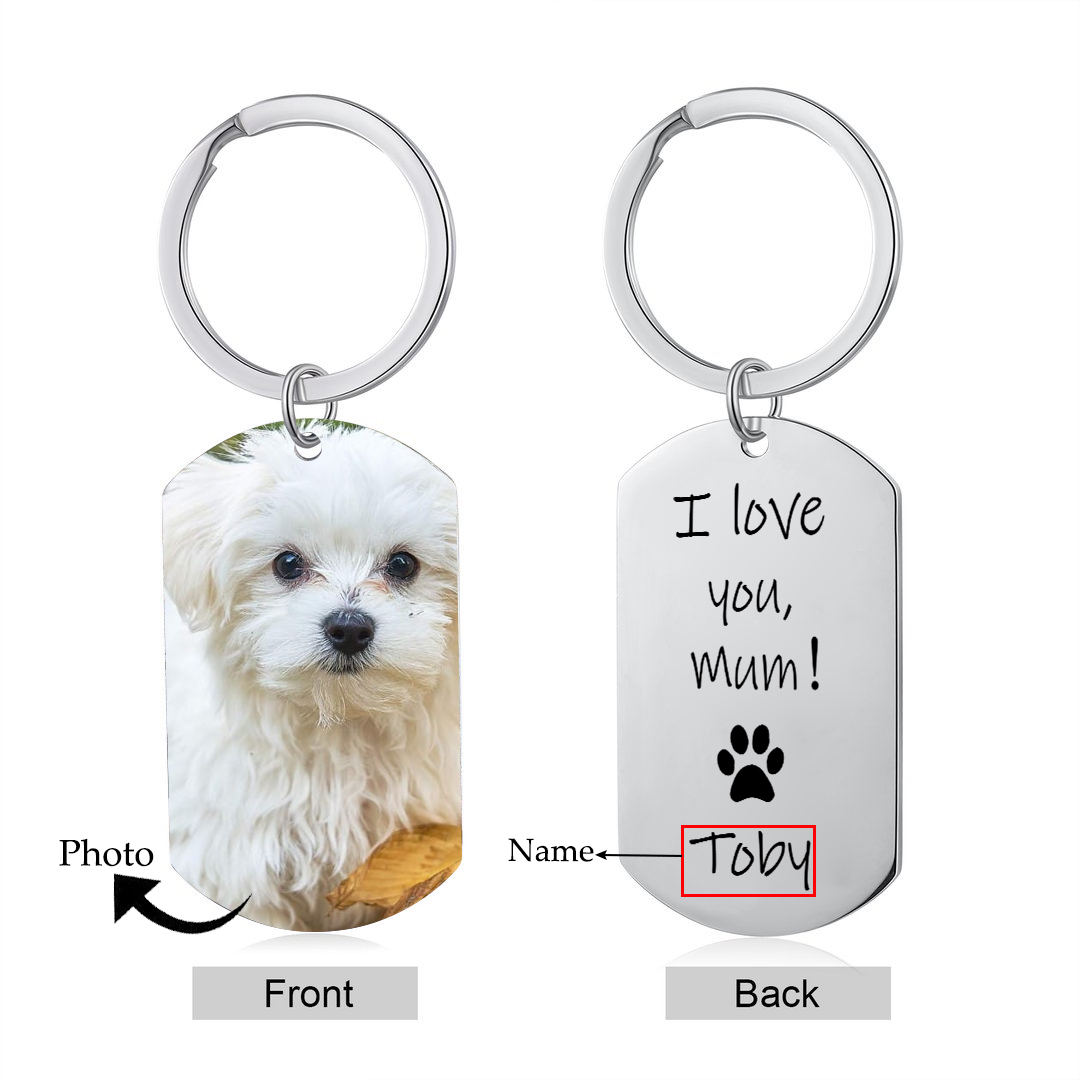 Personalised Mother Photo Keychain "I Love You Mum" Dog Tag Keyring-Jessemade AU