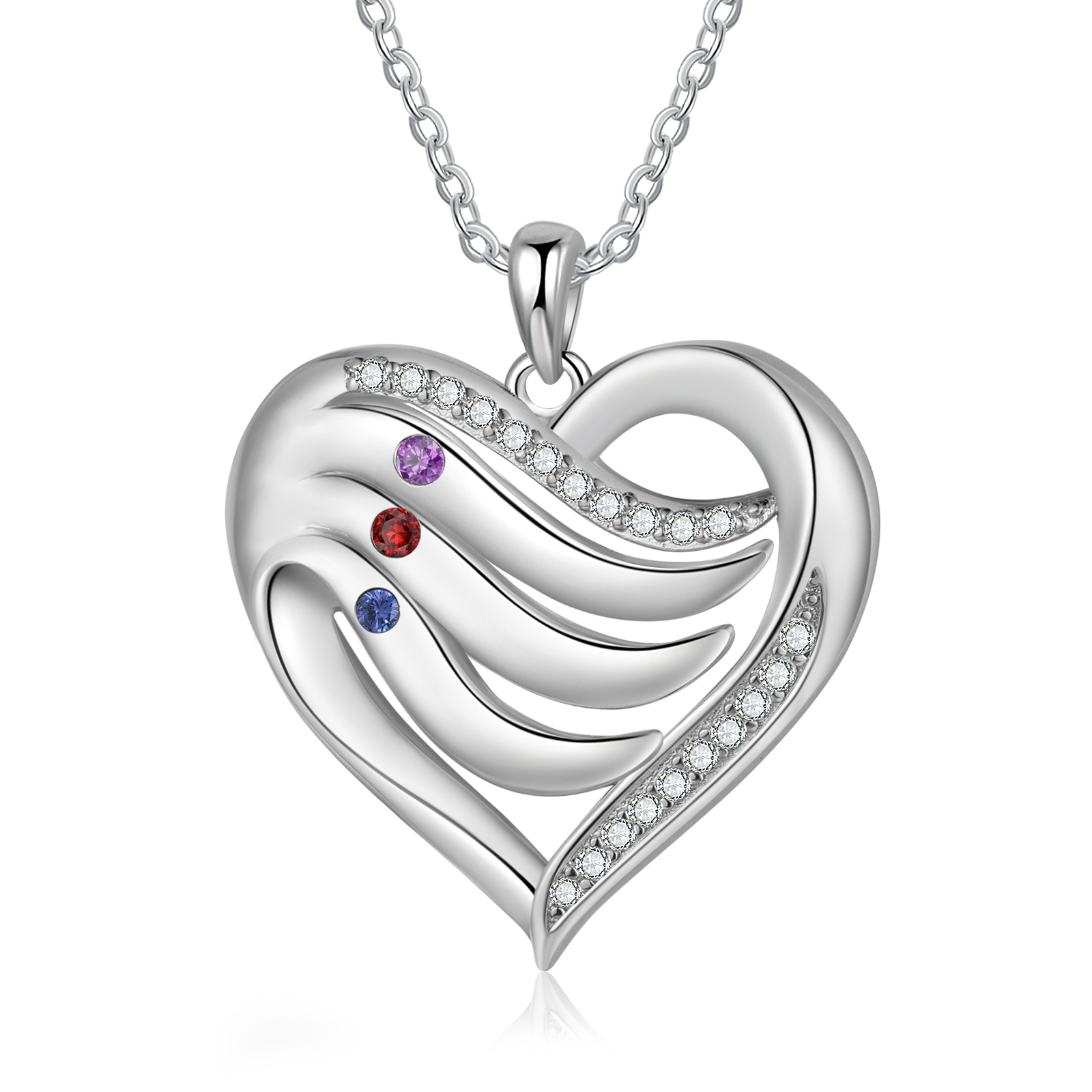 Personalised Intertwined Heart Pendant Necklace Custom 3 Birthstones & 3 Names Necklace Gifts for Her-Jessemade AU