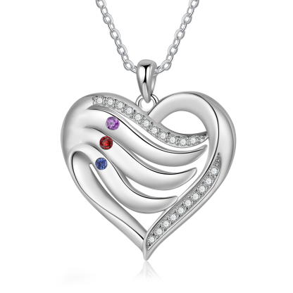 Personalised Intertwined Heart Pendant Necklace Custom 3 Birthstones & 3 Names Necklace Gifts for Her-Jessemade AU