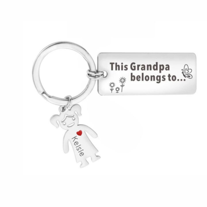 Personalised Kids Charm Keychain Engraved 1 Name Keychain Gifts For Father-Jessemade AU