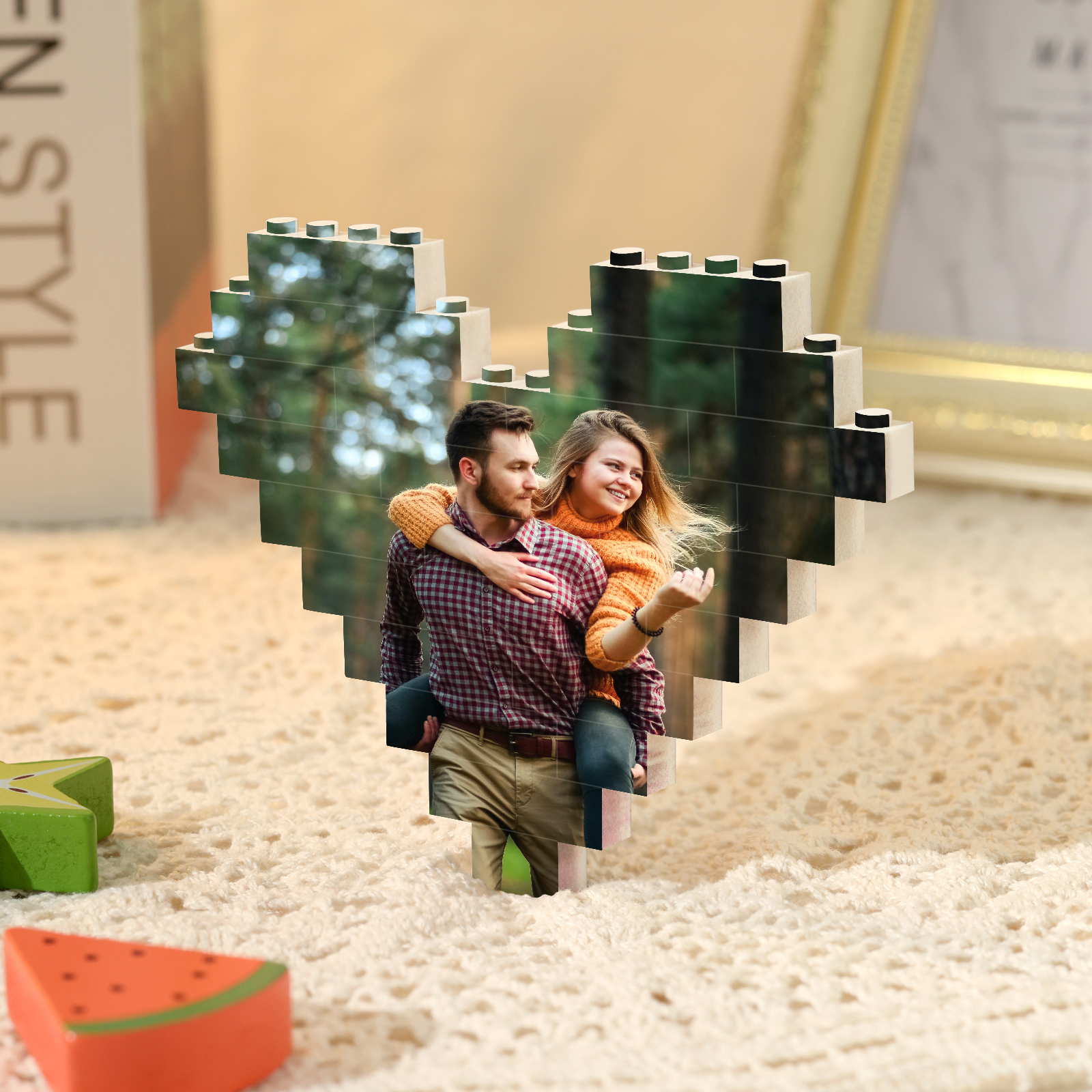 Personalised Spotify Code Heart Shape Building Blocks Puzzle Photo Brick Square Shape Puzzle DIY Gift - Single Layers-Jessemade AU