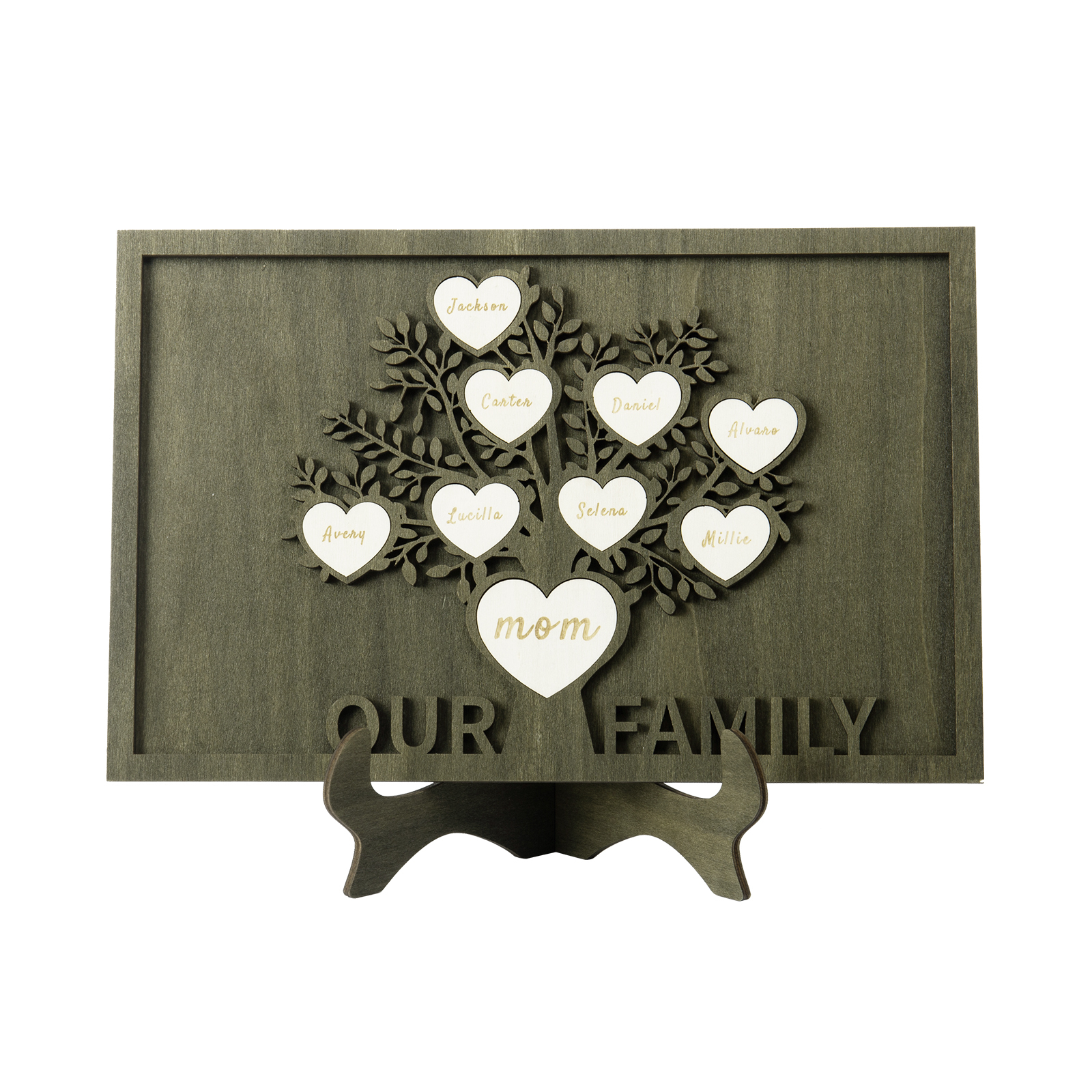 Family Tree Wood Frame Personalised Family Tree Sign Custom 9 Names Plaque-Jessemade AU