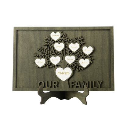 Family Tree Wood Frame Personalised Family Tree Sign Custom 9 Names Plaque-Jessemade AU