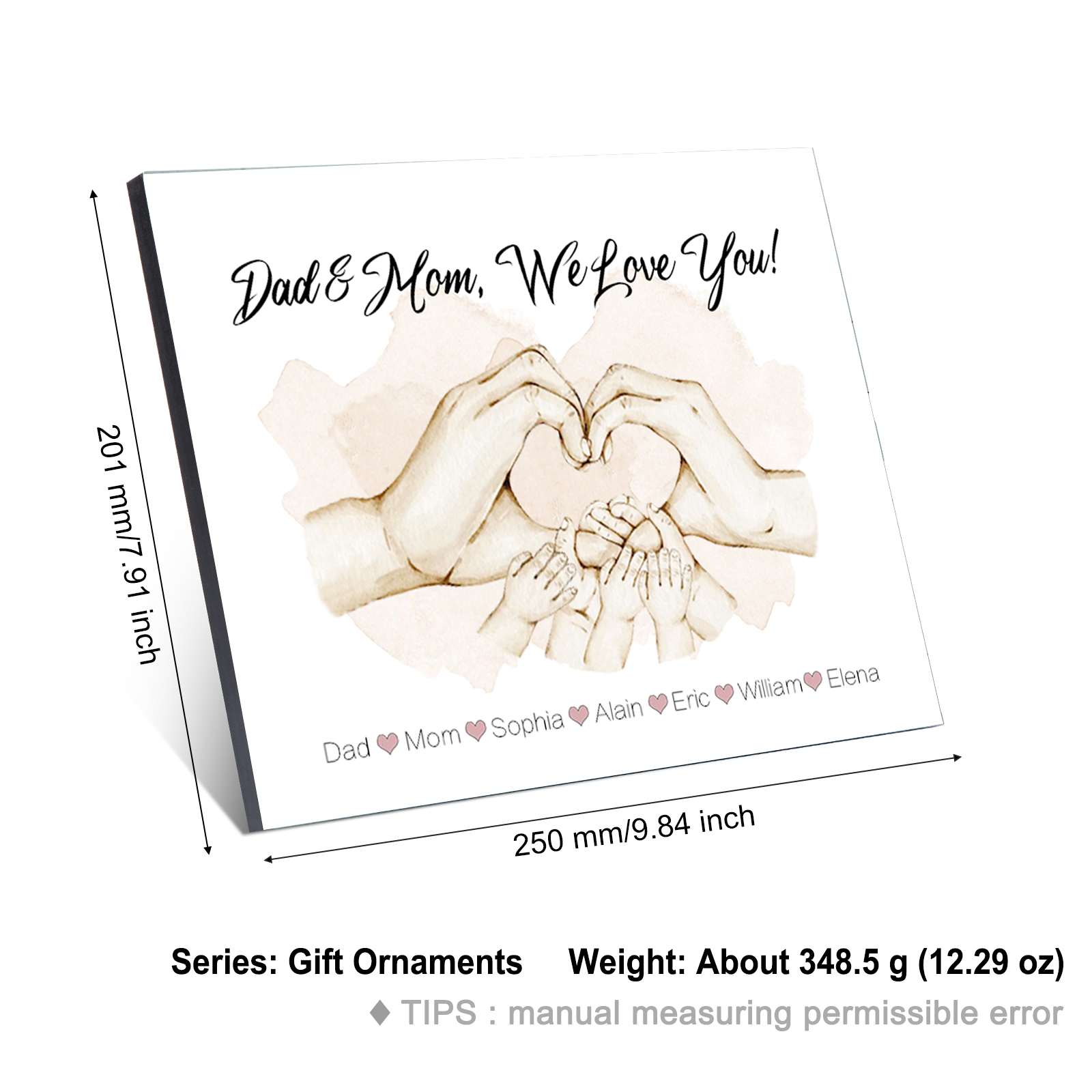 Personalised Heart Holding Hands Picture Board Custom 7 Names Family Keepsake Wood Signs Photo Frame-Jessemade AU