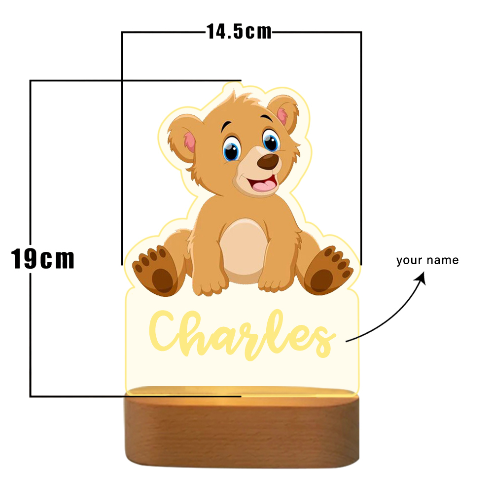 Personalised Name Bear Night Light LED Lamp Gifts For Kids-Jessemade AU