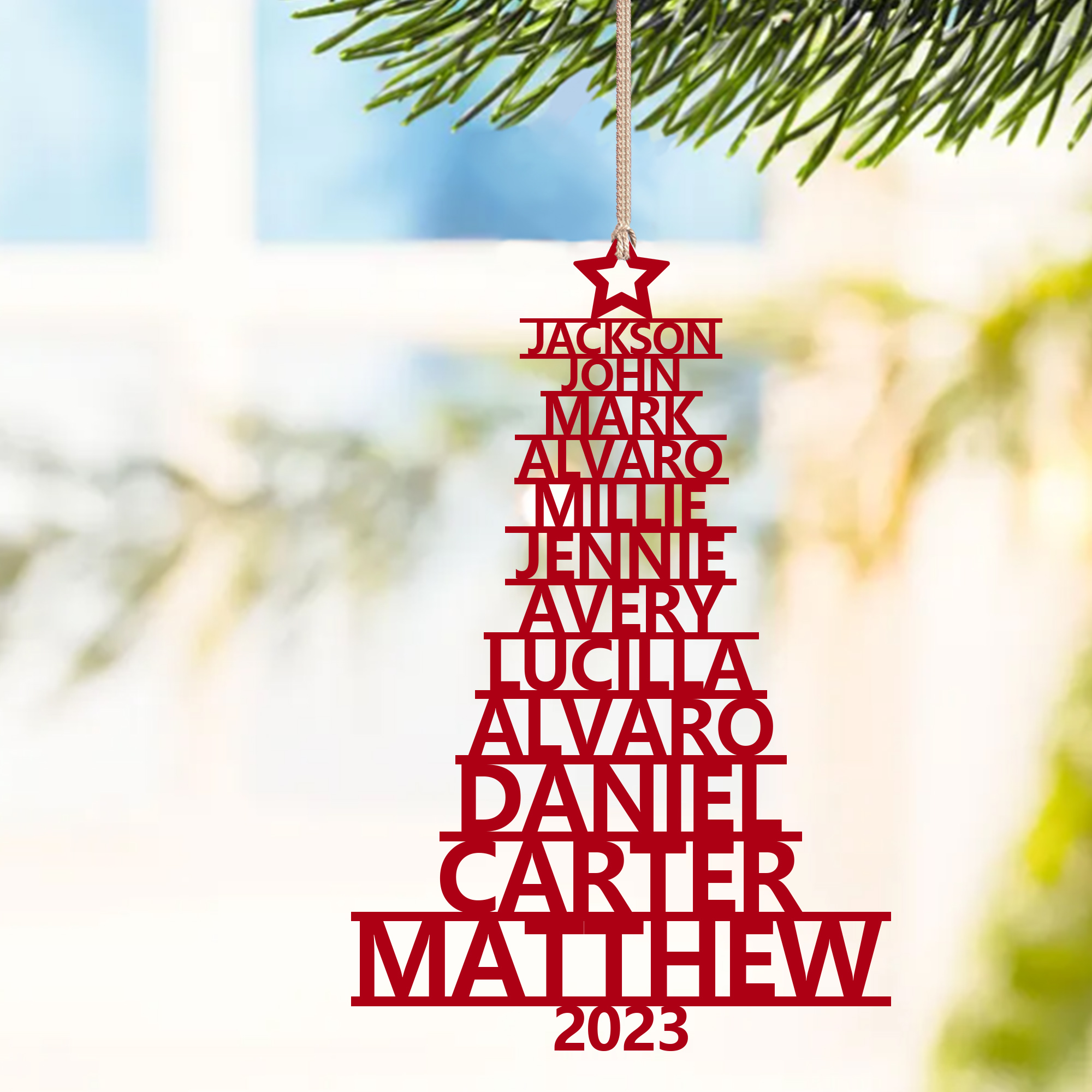 12 Names - Personalised Christmas Tree Ornaments Customised Name Xmas Wooden Decor Gifts for Family Friends-Jessemade AU