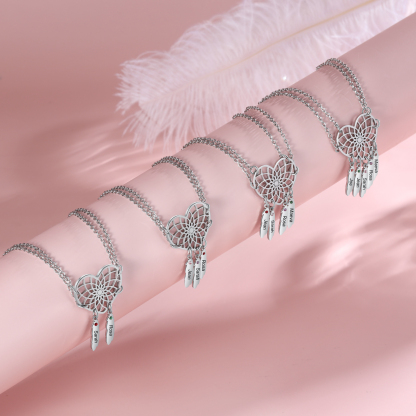 Personalised Heart Dream Catcher Bracelet with Birthstones Engrave 3 Names Gifts For Her-Jessemade AU