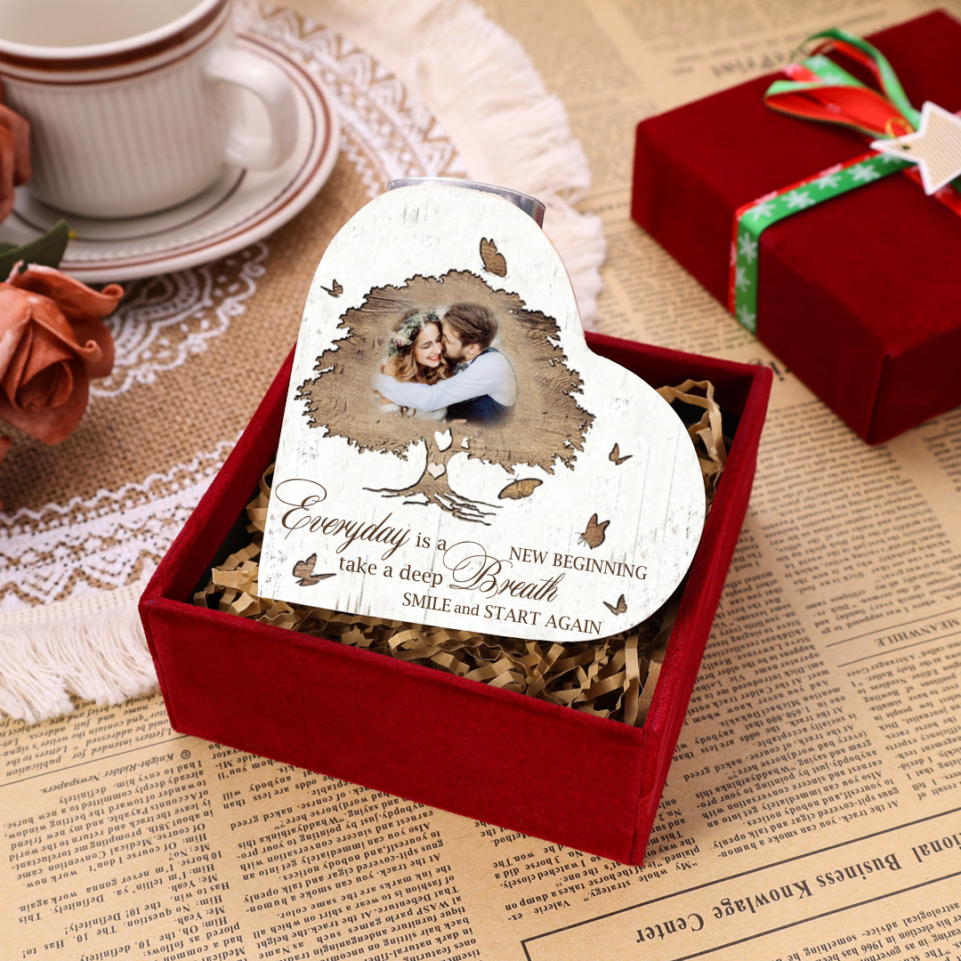 Mothers Gifts Personalised Love Couple Heart Candle Holder Engrave Photo Wooden Candlesticks Valentines Gift-Jessemade AU