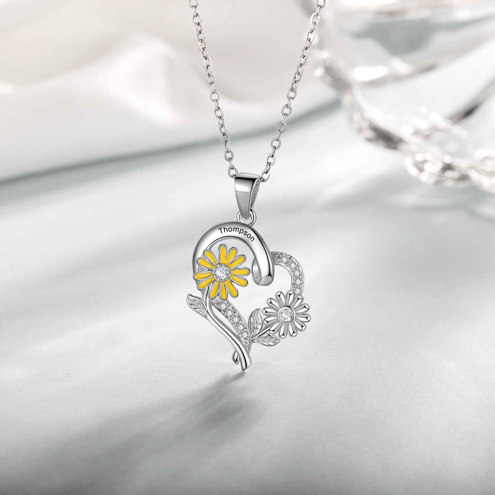 Personalised April Birthflower Necklace With Birthstones Custom 1 Name Necklace For Her-Jessemade AU