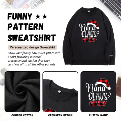 1 Name - Personalised Christmas Sweatshirt Custom Name & Text Sweatshirt Nana Claus Sweatshirt Gift for Family -Jessemade AU
