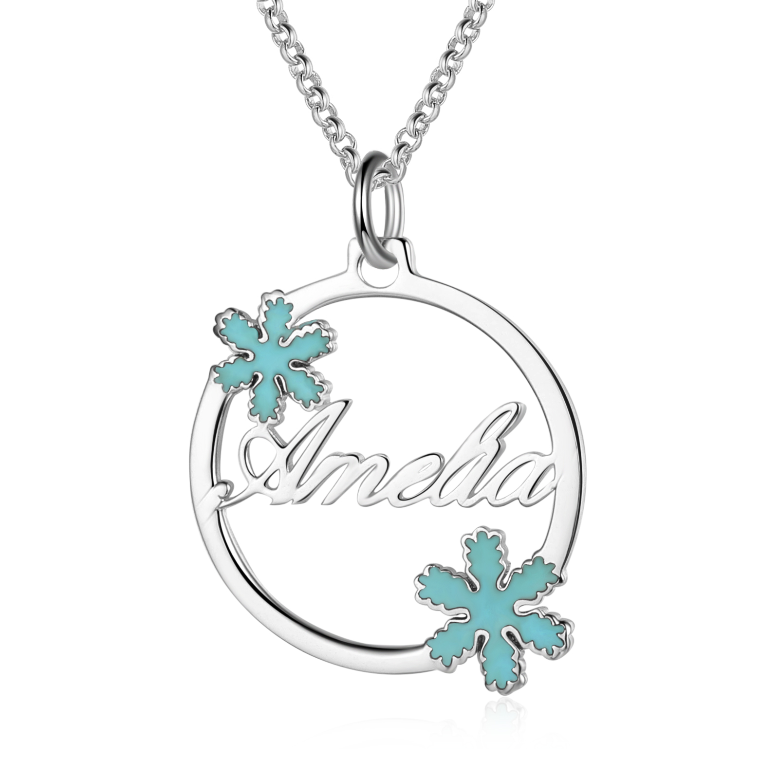 Personalised Snowflake Necklace Custom 1 Name Necklace Gift For Her-Jessemade AU
