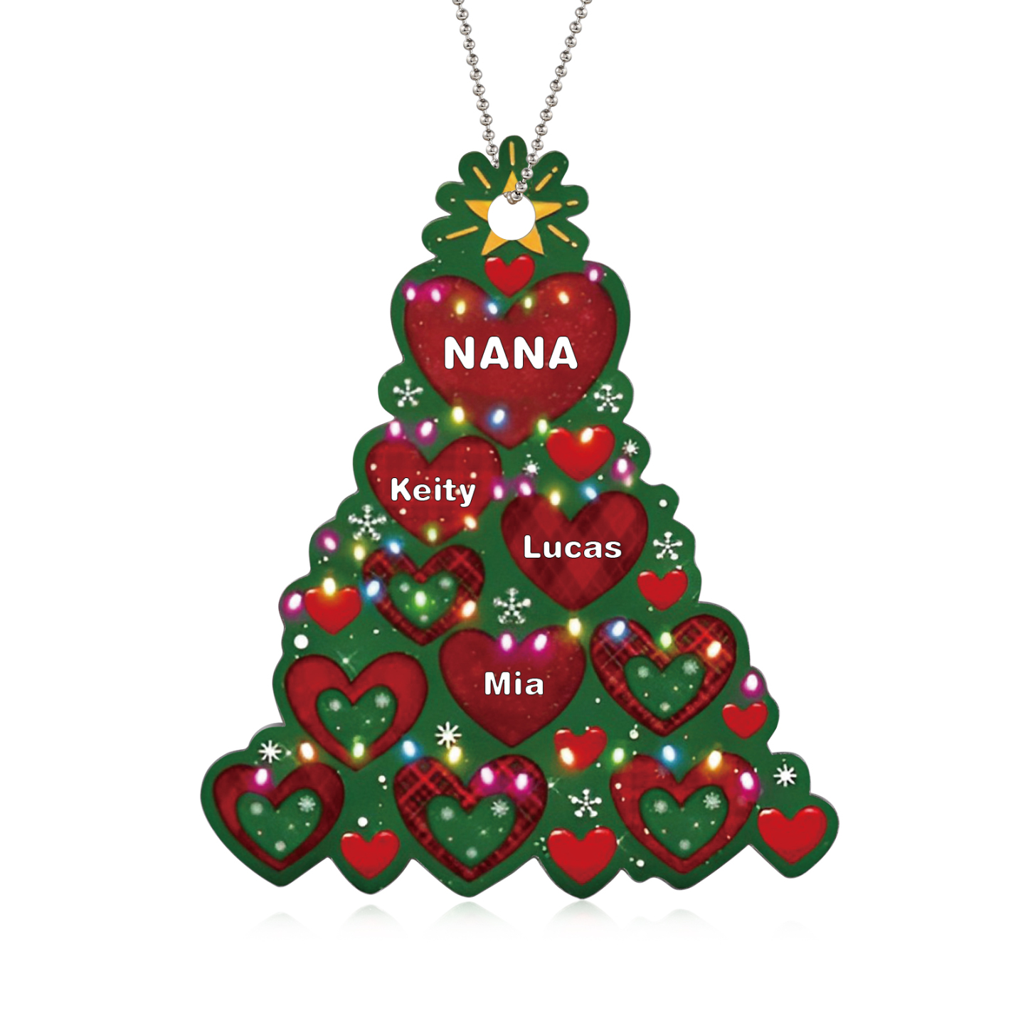 3 Names - Personalised Christmas Tree Ornament Customised Name & Text Acrylic Love Hanging Ornaments Gift for Family-Jessemade AU