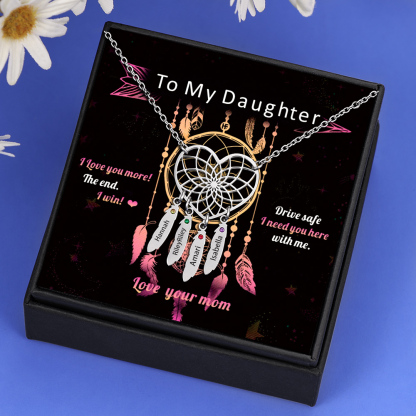 Personalised Dream Catcher Necklace With Birthstones Custom 4 Names Necklace Gifts For Her-Jessemade AU