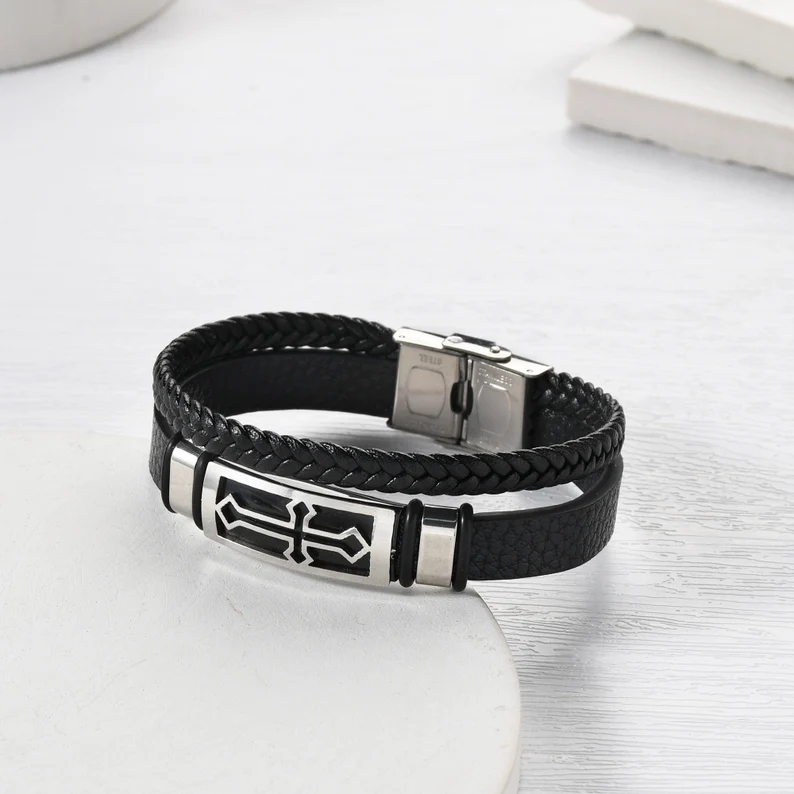 Braided Leather Bracelet with Message Card Inspirational Men's Bracelet for Him-Jessemade AU