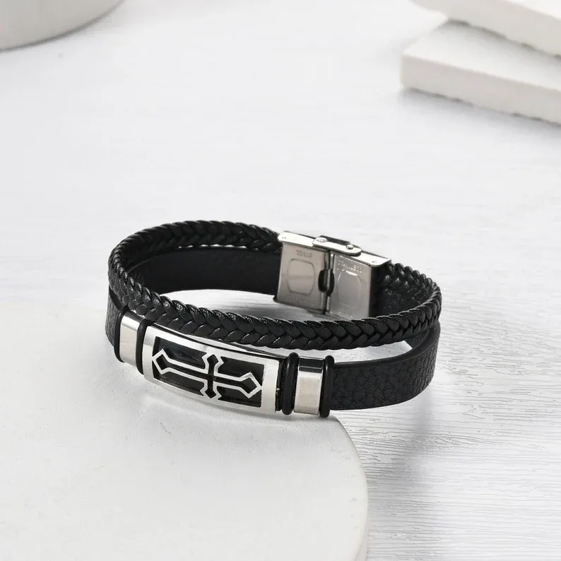 Braided Leather Bracelet with Message Card Inspirational Men's Bracelet for Him-Jessemade AU