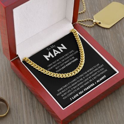 To My Man Cuban Link Chain Necklace Promise Necklace Gift Set - I Love You Forever & Always-Jessemade AU