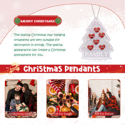 6 Names - Personalised Acrylic Christmas Ornaments Customised Text & Name Xmas Pendant Gifts for Family Friends-Jessemade AU