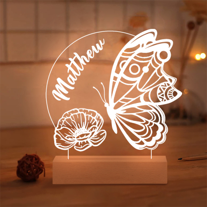 Butterfly Name Night Light Engrave Names LED Lamp Gifts For Kids-Jessemade AU
