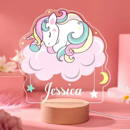 Personalised Rainbow Unicorn Night Light Custom Name LED Lamp for Kids-Jessemade AU
