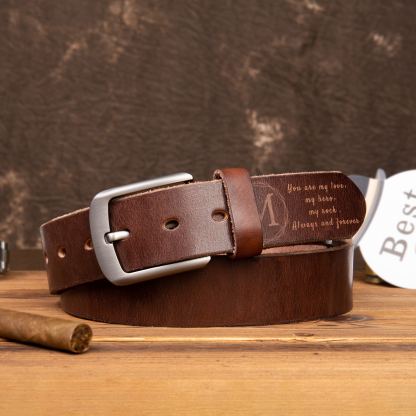 Personalised Genuine Leather Belt Engraved Names Men's Belt for Him-Jessemade AU