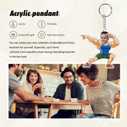 Custom Photo Acrylic Keychain Sport Man Funny Hanging Ornament Creative Personalised Gift for Him-Jessemade AU