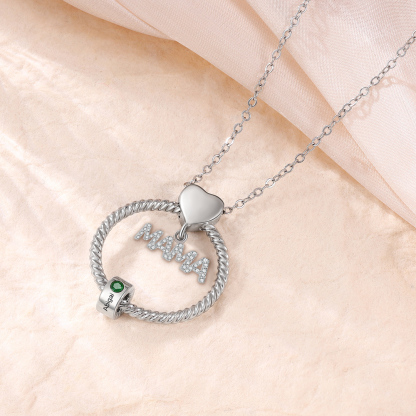 1 Name - Personalised Mama Circle Pendant Necklace Custom Name & Birthstone Necklace Mother's Day Gifts-Jessemade AU