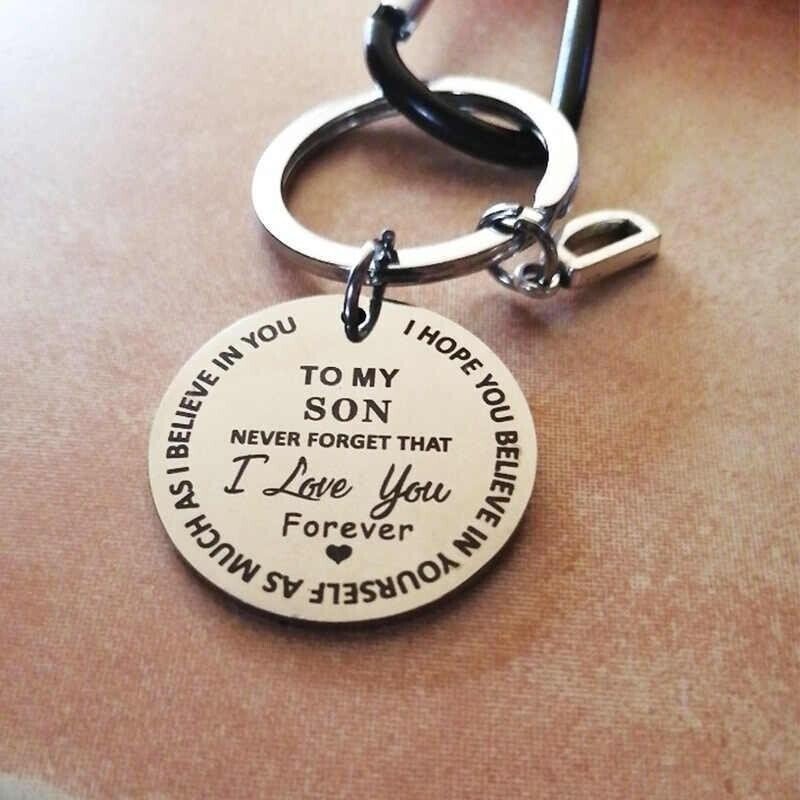 To My Son & Daughter Initial Keychain "Never Forget That I Love You Forever"-Jessemade AU