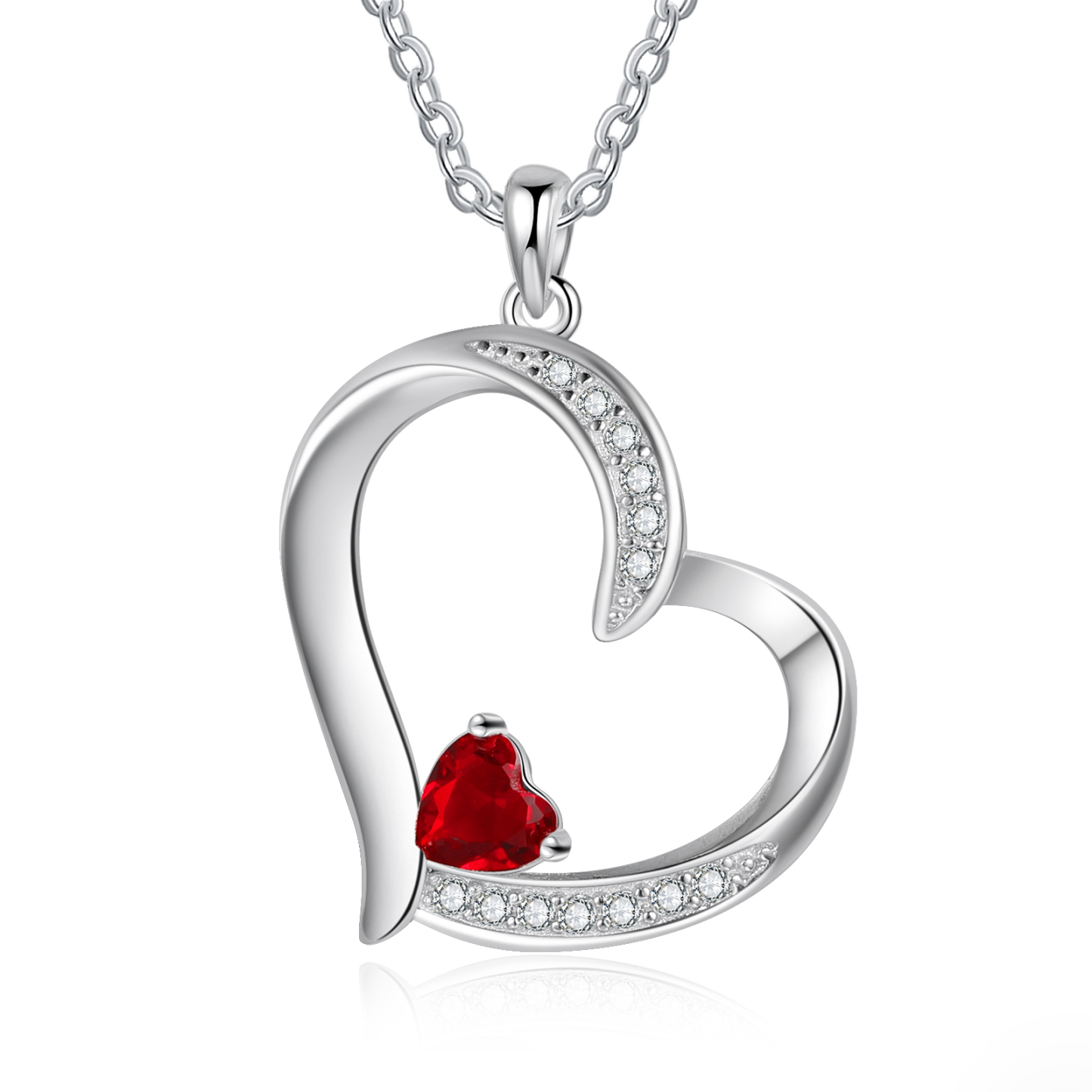 Personalised Heart Necklace With 1 Birthstone Engraved Names Gift For Her-Jessemade AU