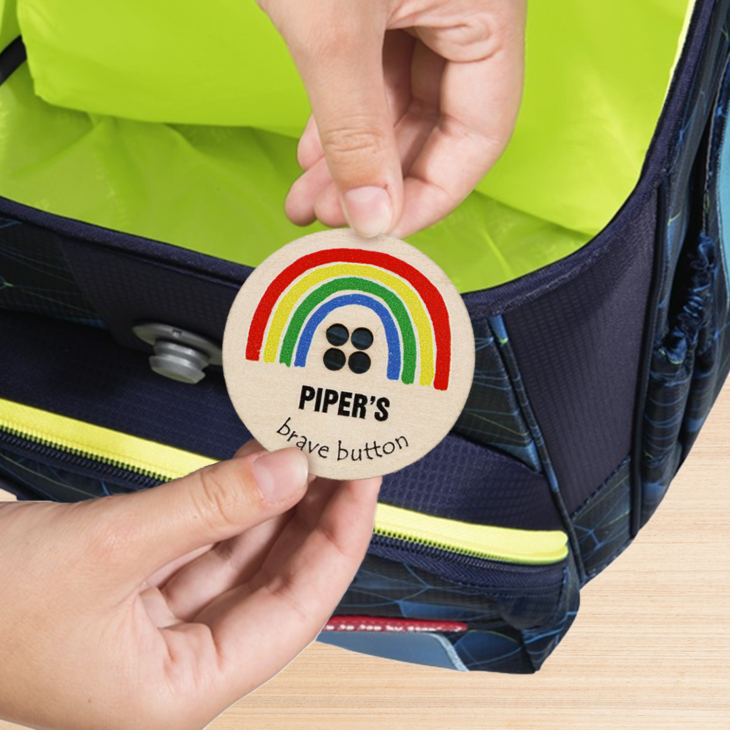 Children Rainbow Brave Buttons Custom A Name Back to School Gifts for Kids-Jessemade AU