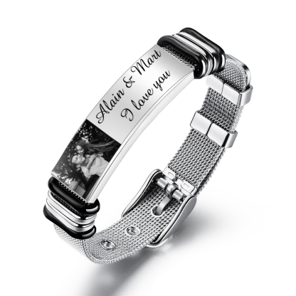 Personalised Women's Photo Bracelet Custom Photo ID Bar Wristband Bangle Gifts For Her-Jessemade AU
