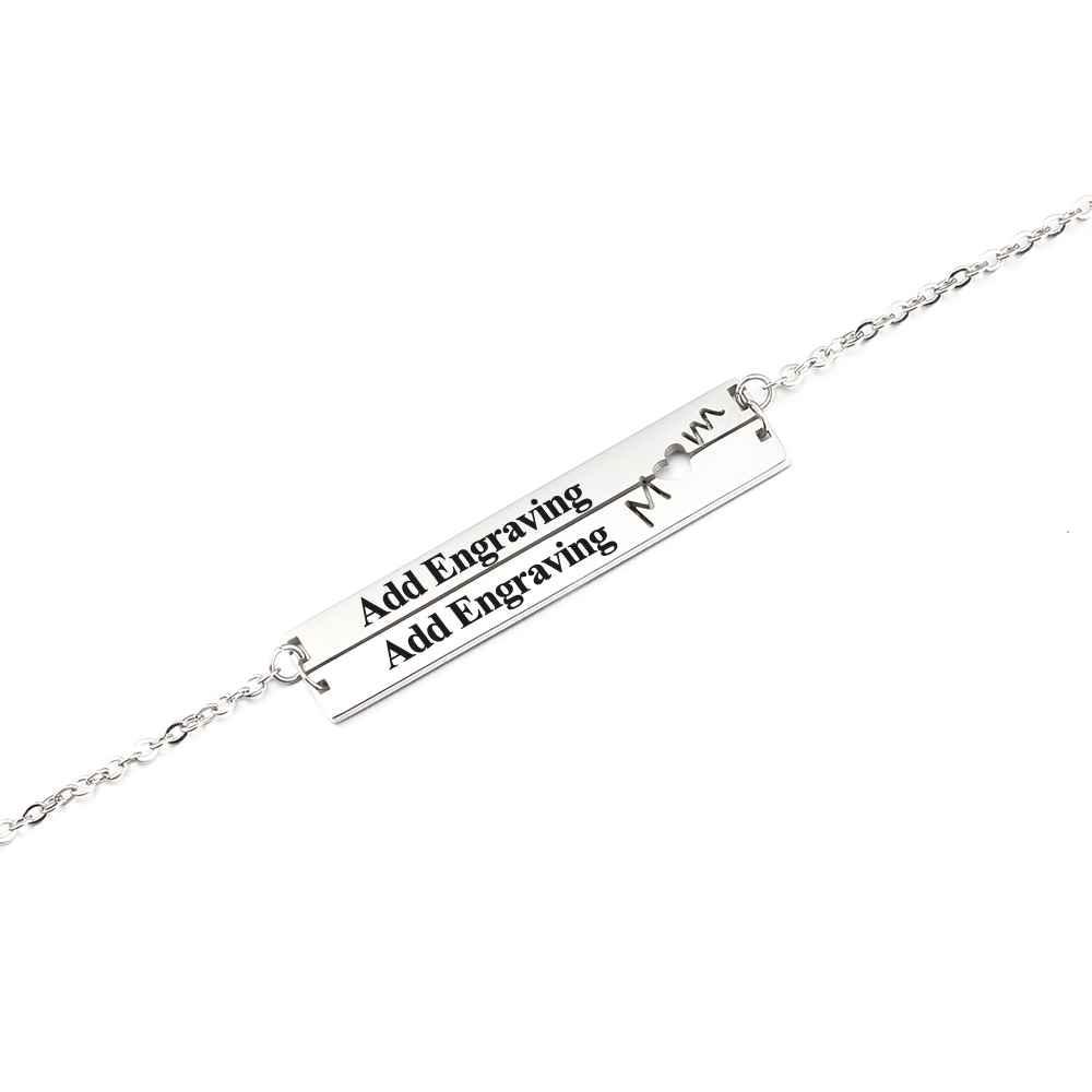 Personalised Horizontal Bar Necklace With Heart-Jessemade AU