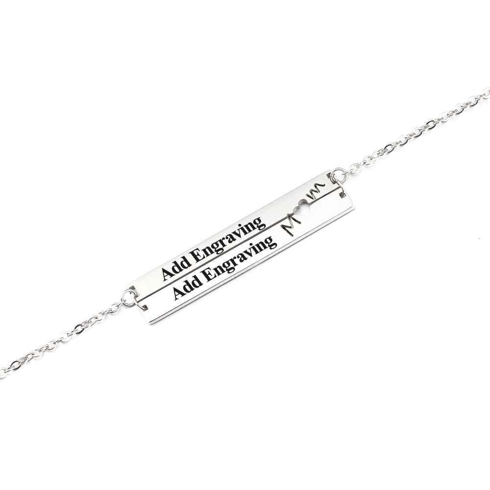 Personalised Horizontal Bar Necklace With Heart-Jessemade AU